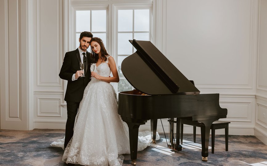 bride at piano